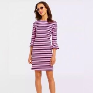 NWT Draper James, ottoman stripe knit dress pink and navy size small